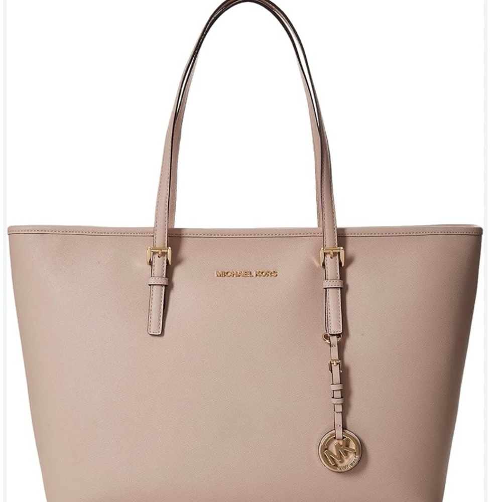 Michael Kors Soft Pink Saffiano Leather Medium Multifunction Travel Tote Bag
